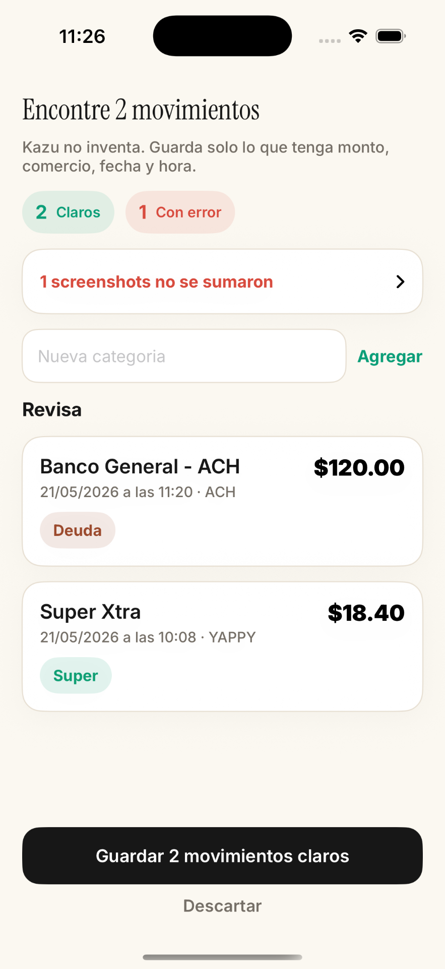 Kazu revisión estricta de screenshot