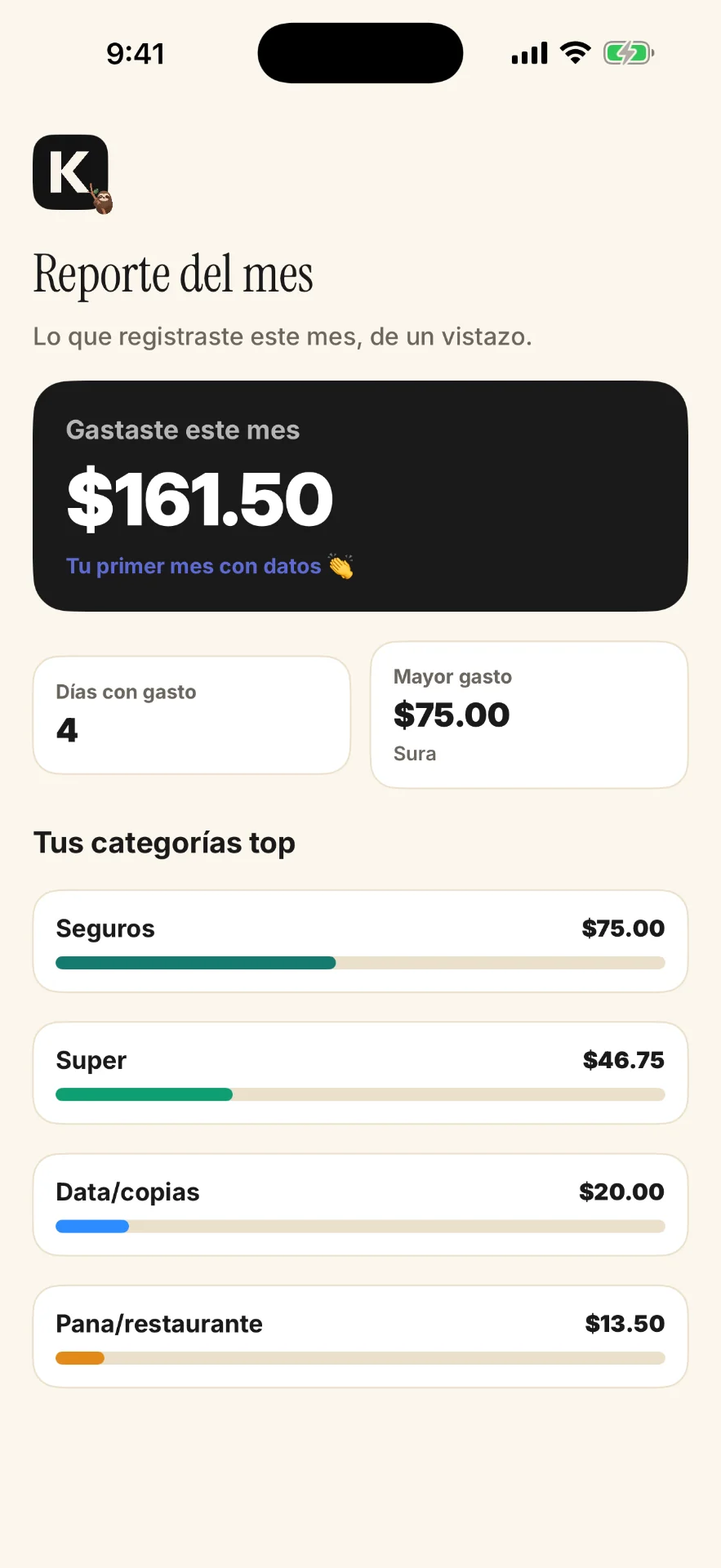 Dashboard mensual de Kazu